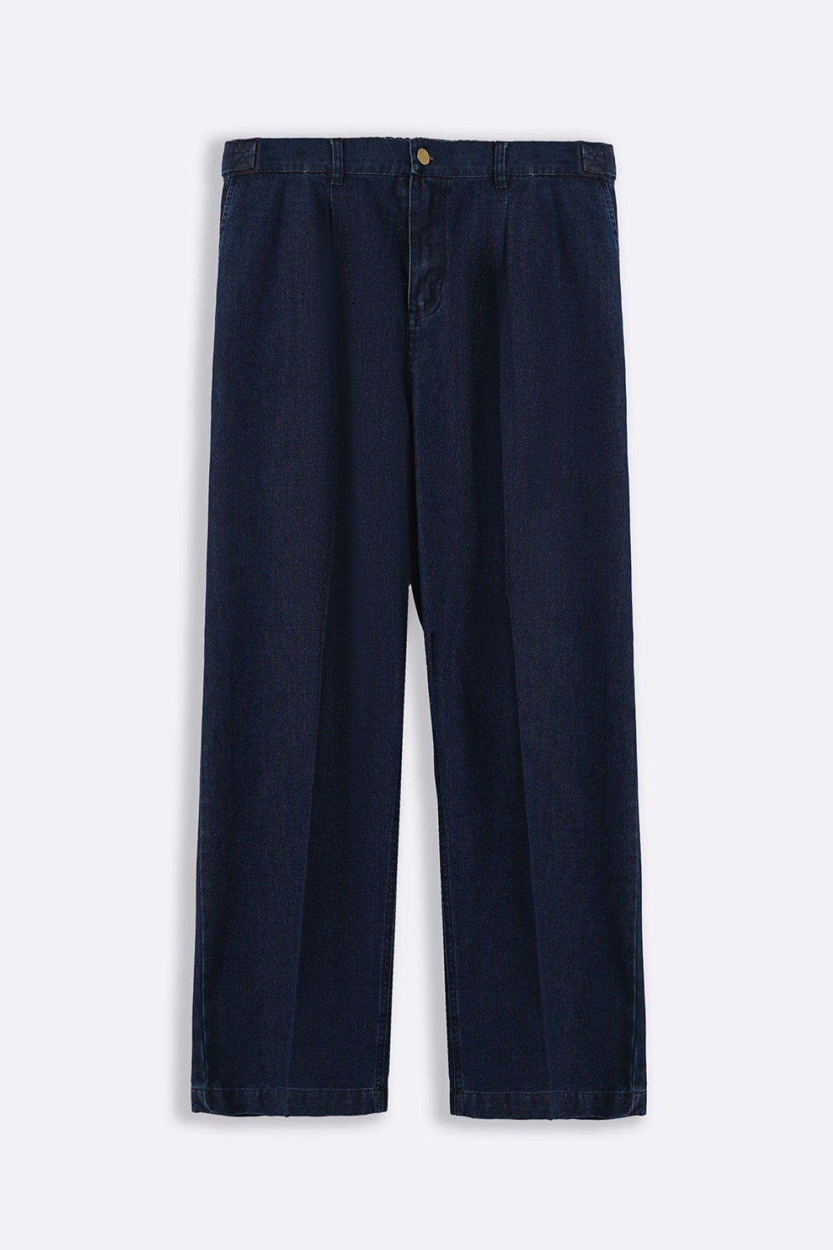 Indigo Textured Regular Straight Canvas Pleated Trousers