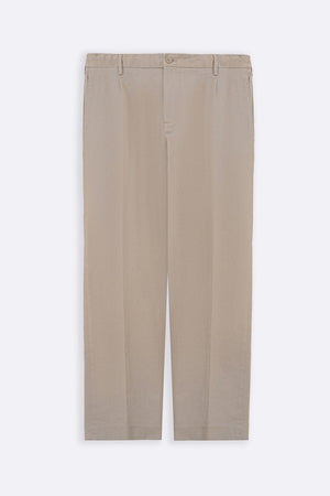 Beige Regular Fit Pleated Pants with Elastic Waistband