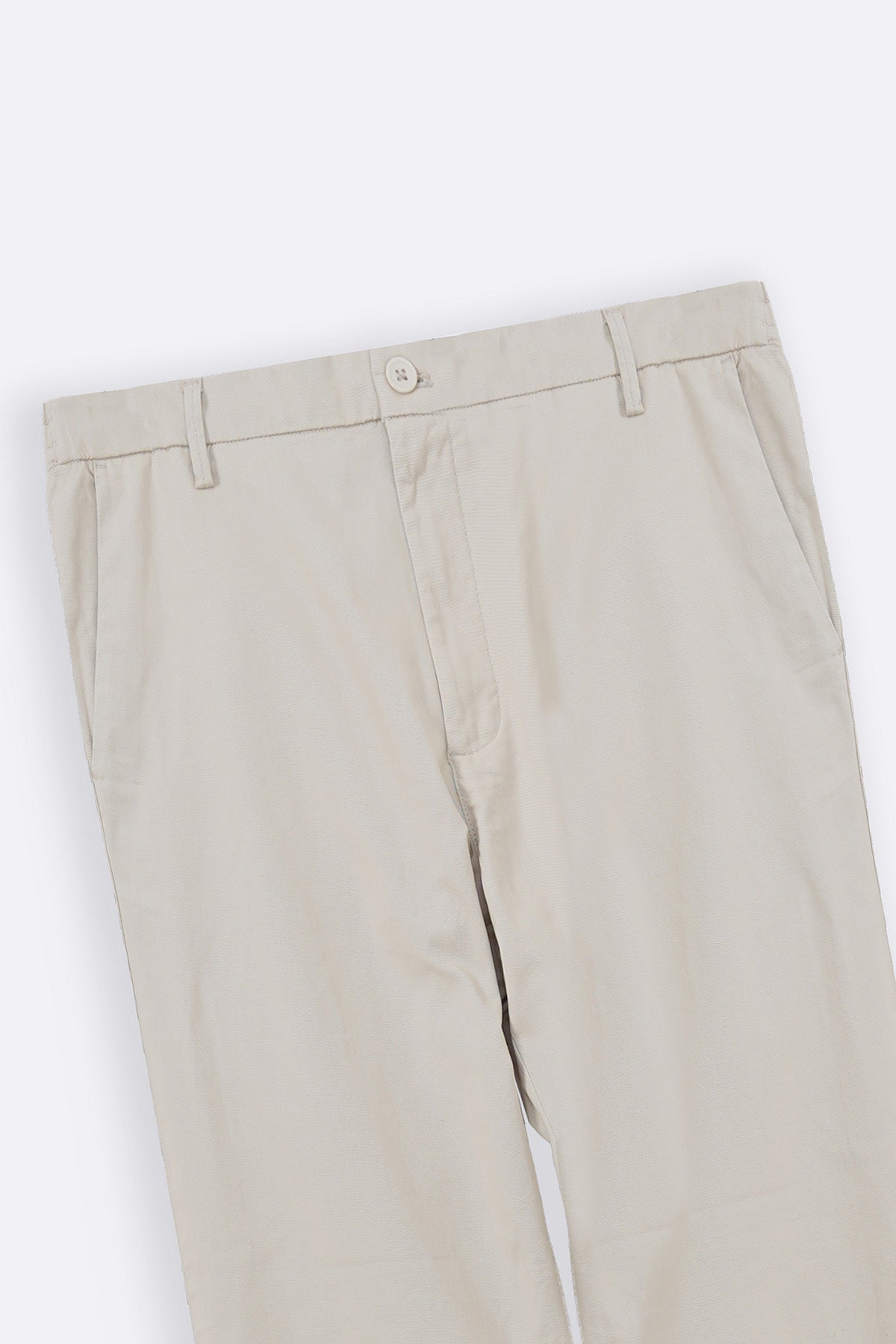 Ecru Tapered Fit Chinos with Elastic Waistband