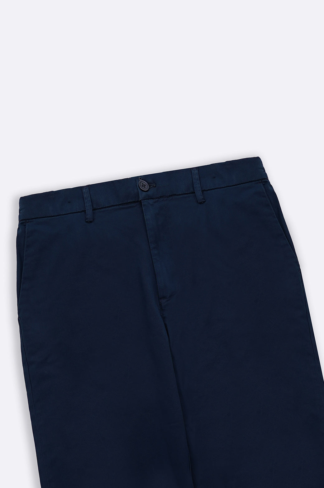 Navy Tapered Fit Chinos with Elastic Waist - Regular Hand Feel
