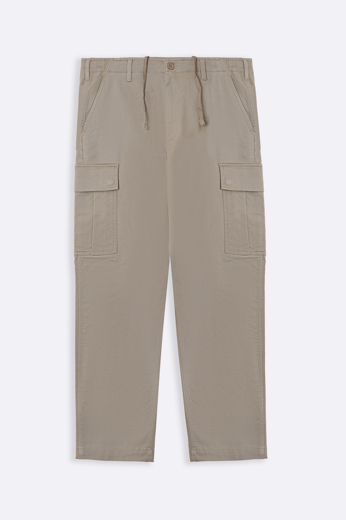 Beige Relaxed Fit Cargo Pants with Six Pockets
