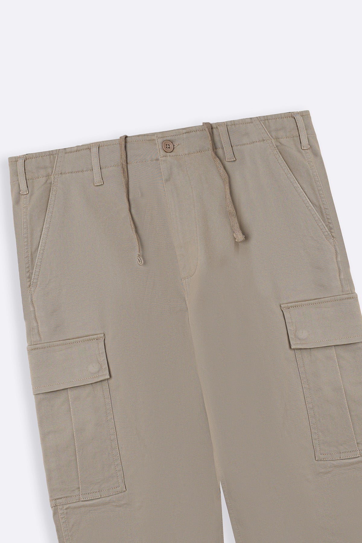 Beige Relaxed Fit Cargo Pants with Six Pockets