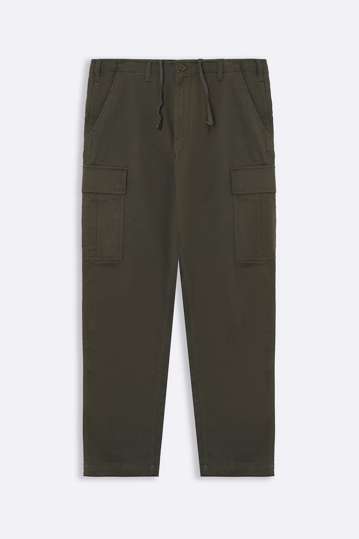Olive Relaxed Fit Cargo Pants with Six Pockets
