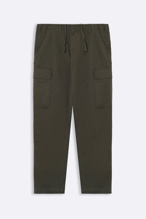 Olive Relaxed Fit Cargo Pants with Six Pockets