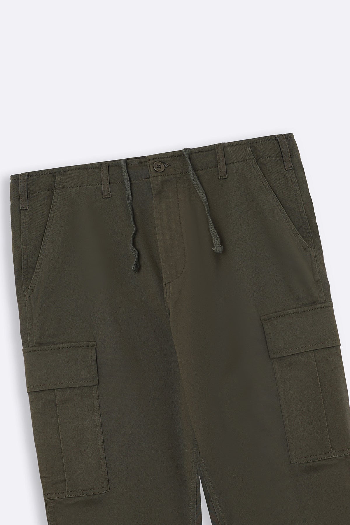 Olive Relaxed Fit Cargo Pants with Six Pockets