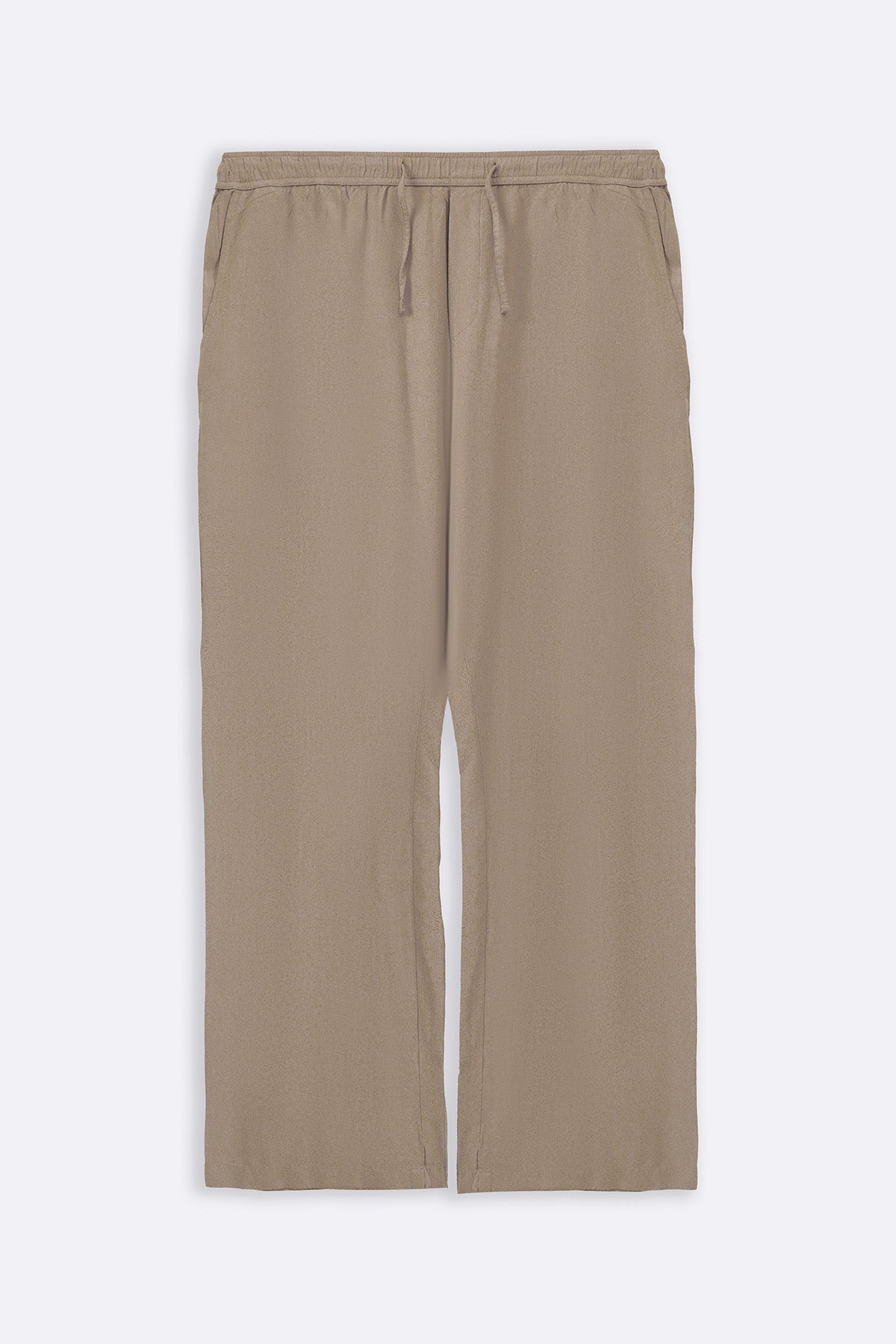 Beige Relaxed Fit Trousers with Cross Pockets and Pleats