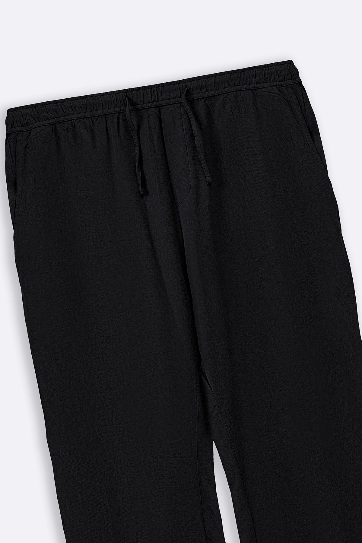 Black Relaxed Fit Trousers with Cross Pockets and Pleats - Regular Hand Feel