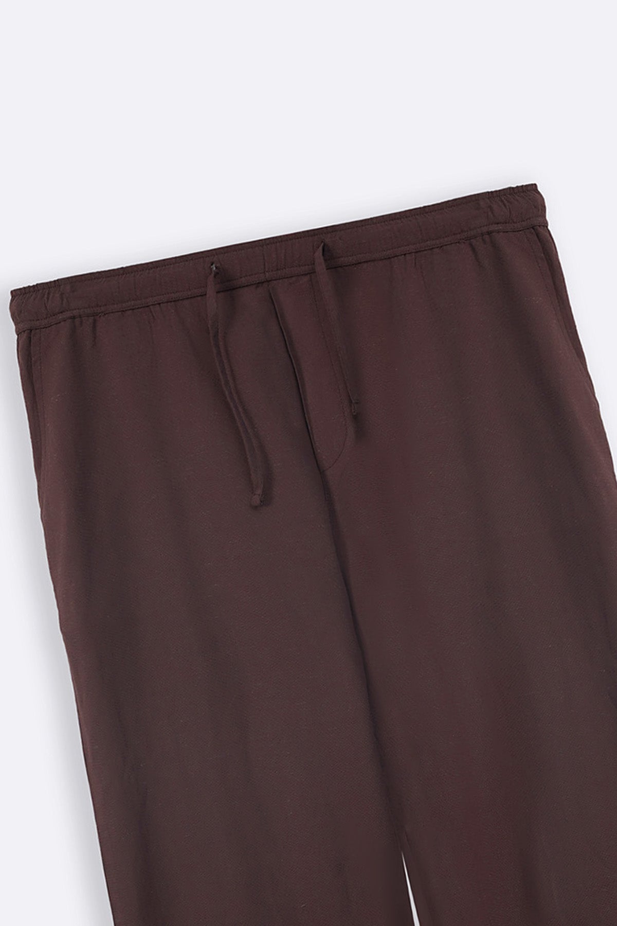 Coffee Relaxed Fit Trousers with Cross Pockets and Pleats
