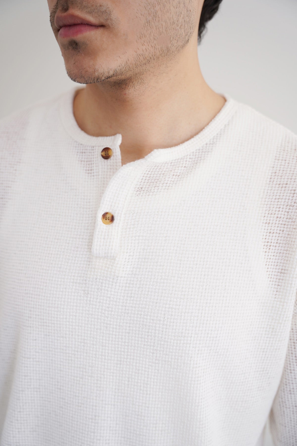 Ivory Jacquard Henley Relaxed Fit Short Sleeve Top – Cool Havn