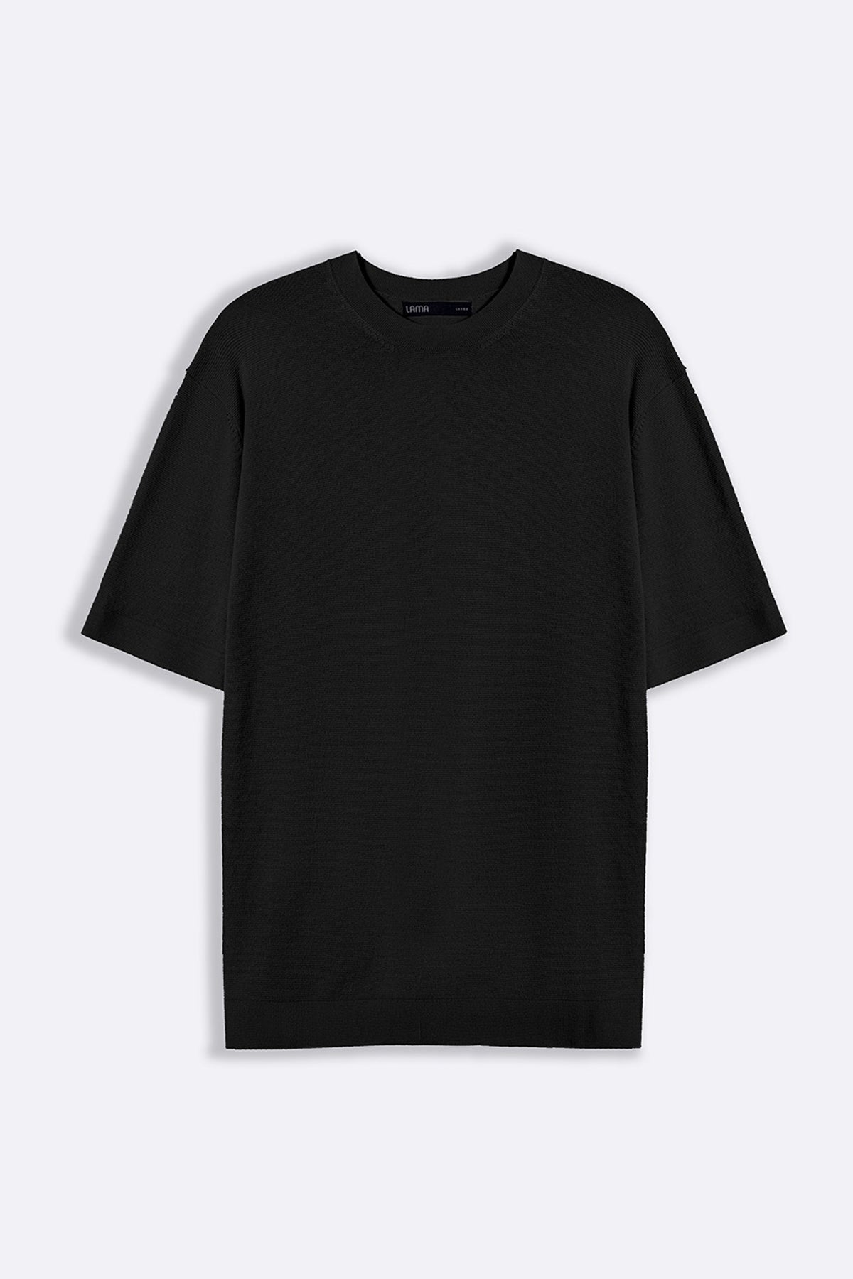 Black Fitted Crew Neck Soft Ribbed T-Shirt