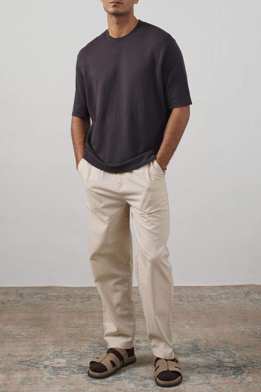 Charcoal Fitted Crew Neck Soft Ribbed T-Shirt – Cool Havn