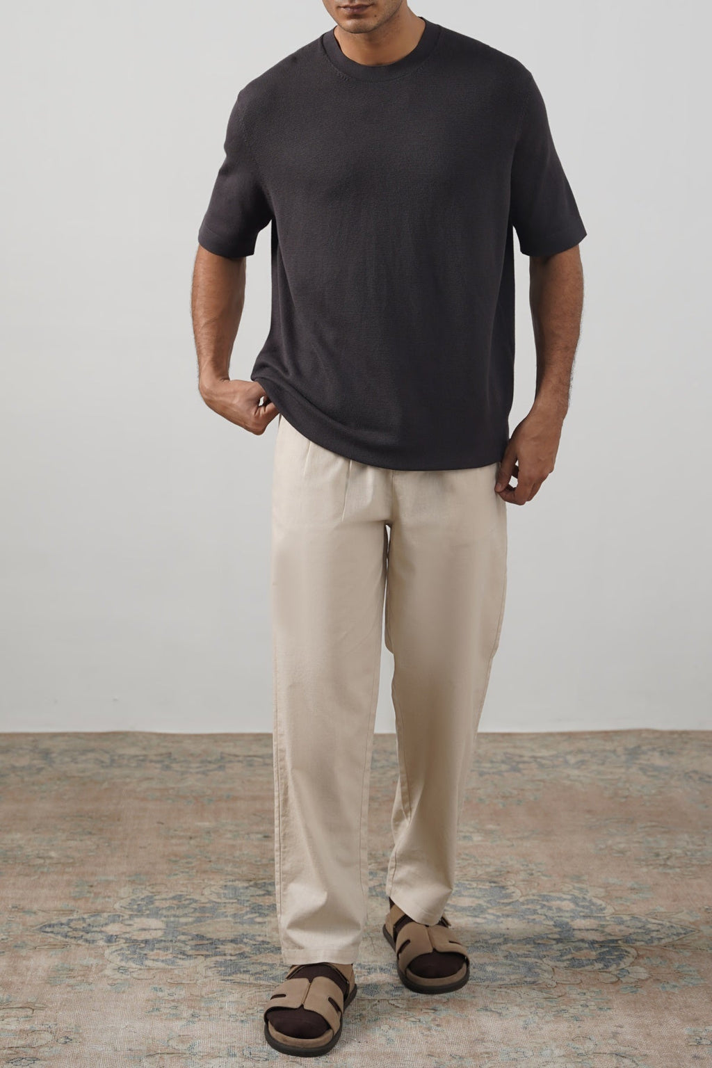 Charcoal Fitted Crew Neck Soft Ribbed T-Shirt – Cool Havn