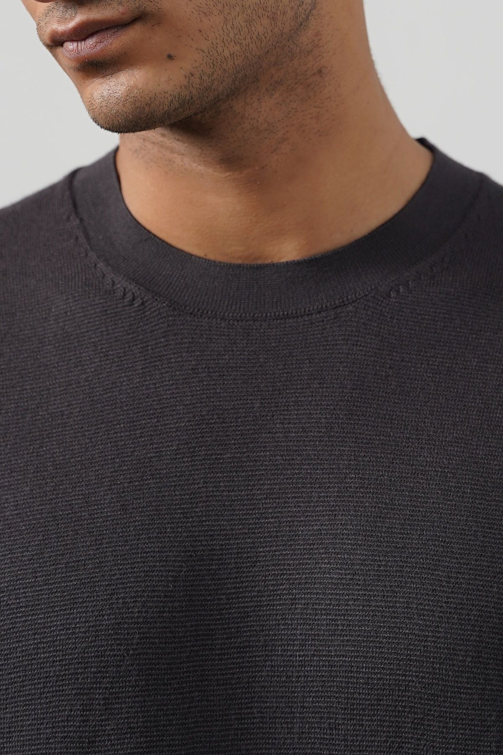 Charcoal Fitted Crew Neck Soft Ribbed T-Shirt – Cool Havn