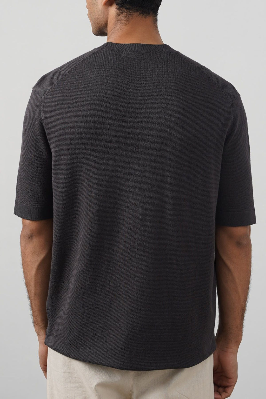 Charcoal Fitted Crew Neck Soft Ribbed T-Shirt – Cool Havn