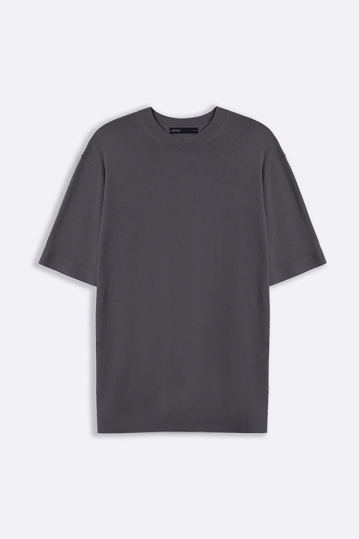 Charcoal Fitted Crew Neck Soft Ribbed T-Shirt