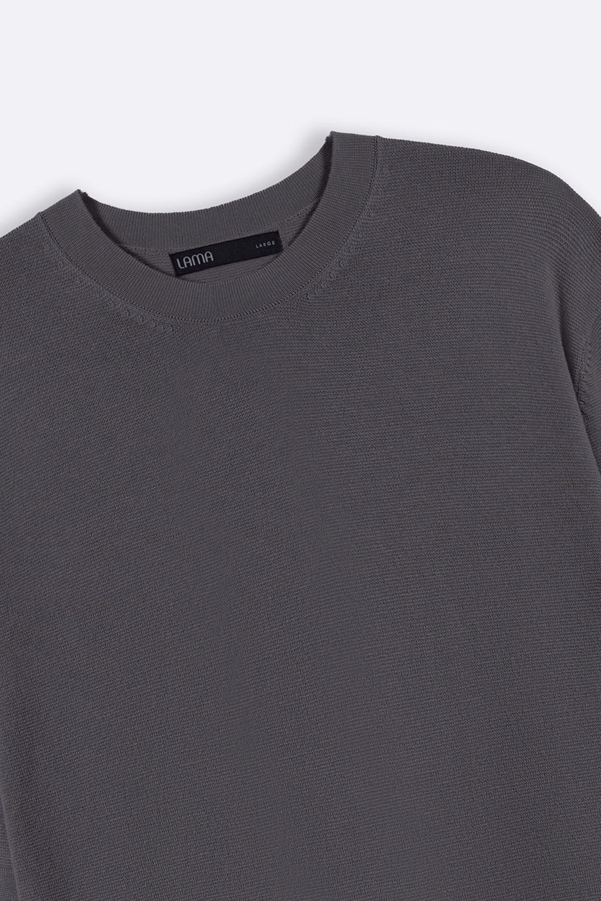 Charcoal Fitted Crew Neck Soft Ribbed T-Shirt