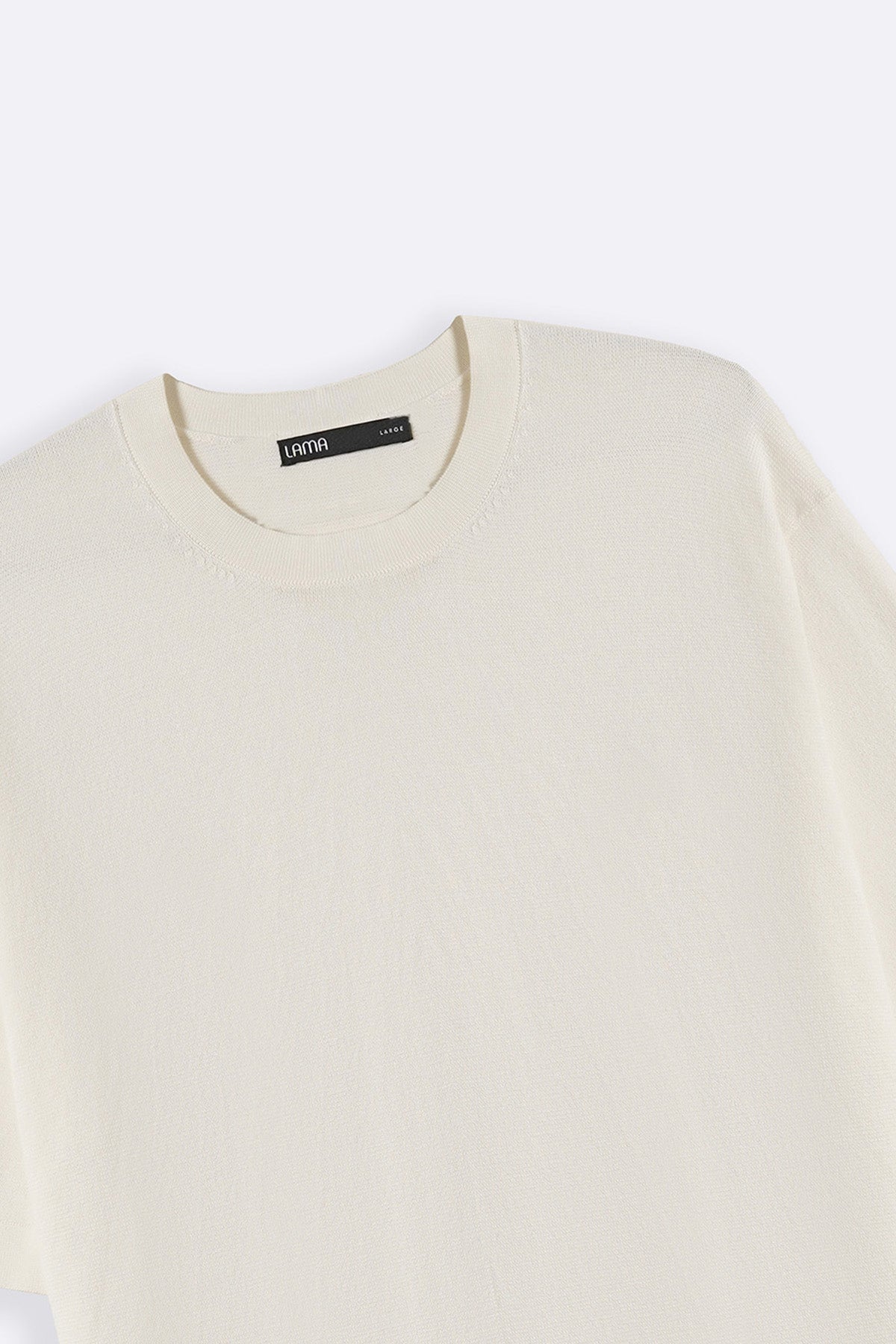 Ivory Soft Fitted Crew Neck Ribbed T-Shirt