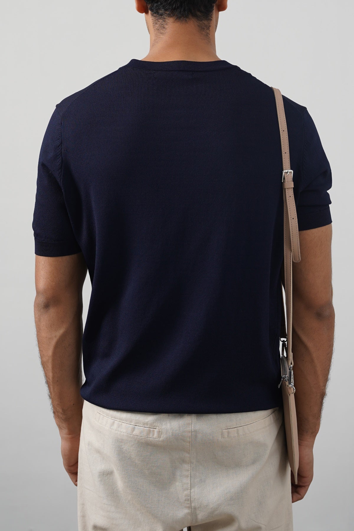 Navy Fitted Classic Henley with Ribbed Details