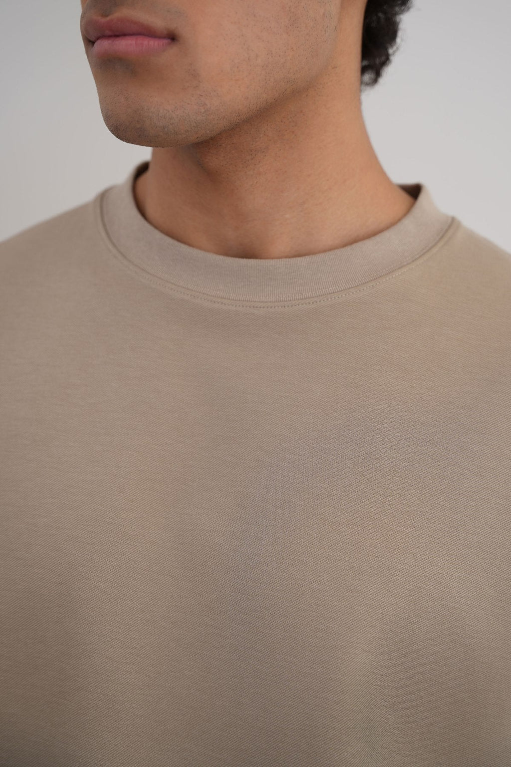 Khaki Relaxed Fit Half Sleeve T-Shirt with Ribbed Neckline - Regular Hand Feel – Cool Havn