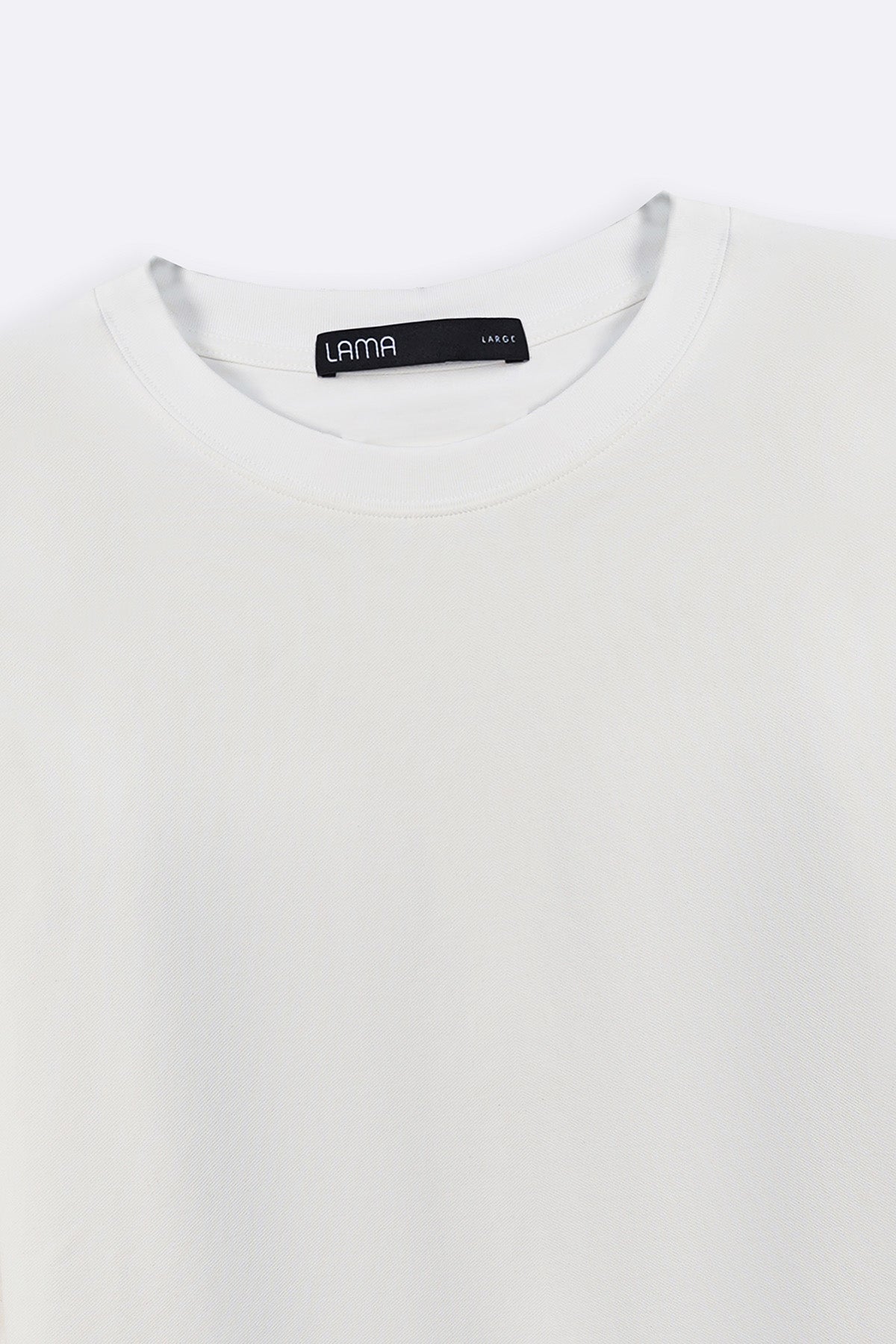 White Relaxed Fit Half Sleeve T-Shirt with Ribbed Neckline