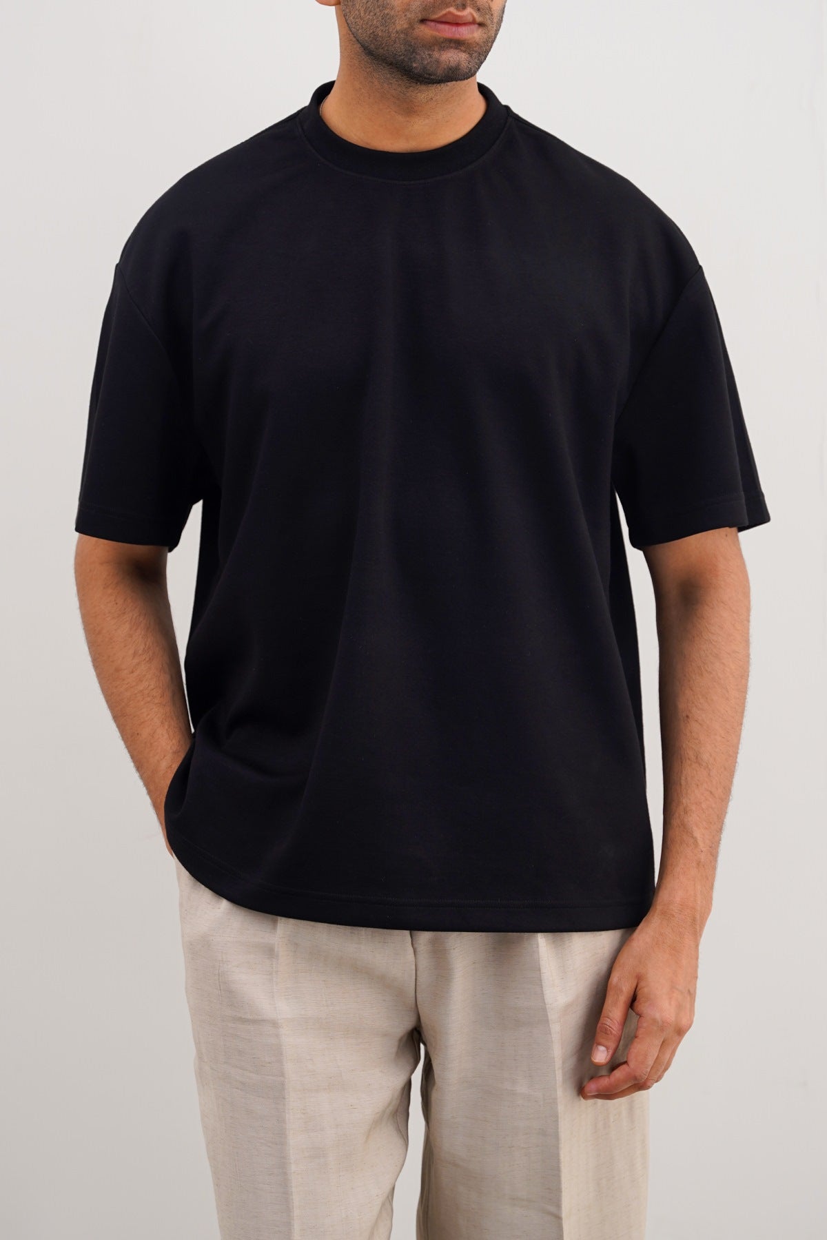 Black Neoprene Loose Fit Soft Tee