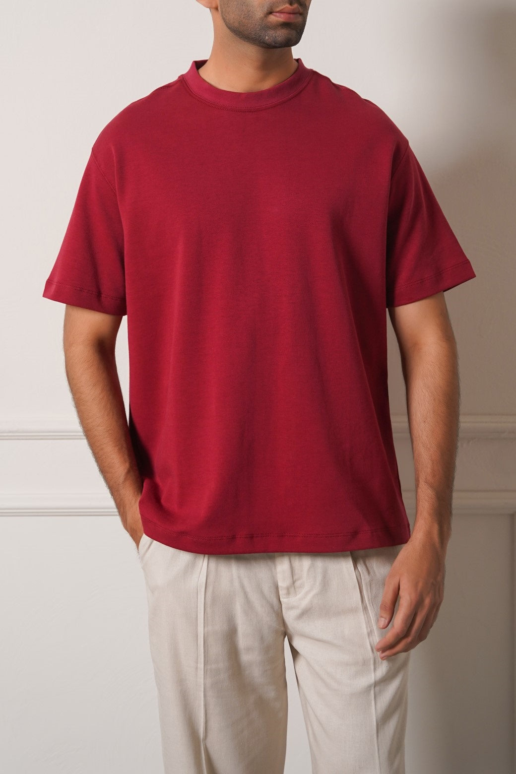 Maroon Soft Interlock Regular Fit T-Shirt