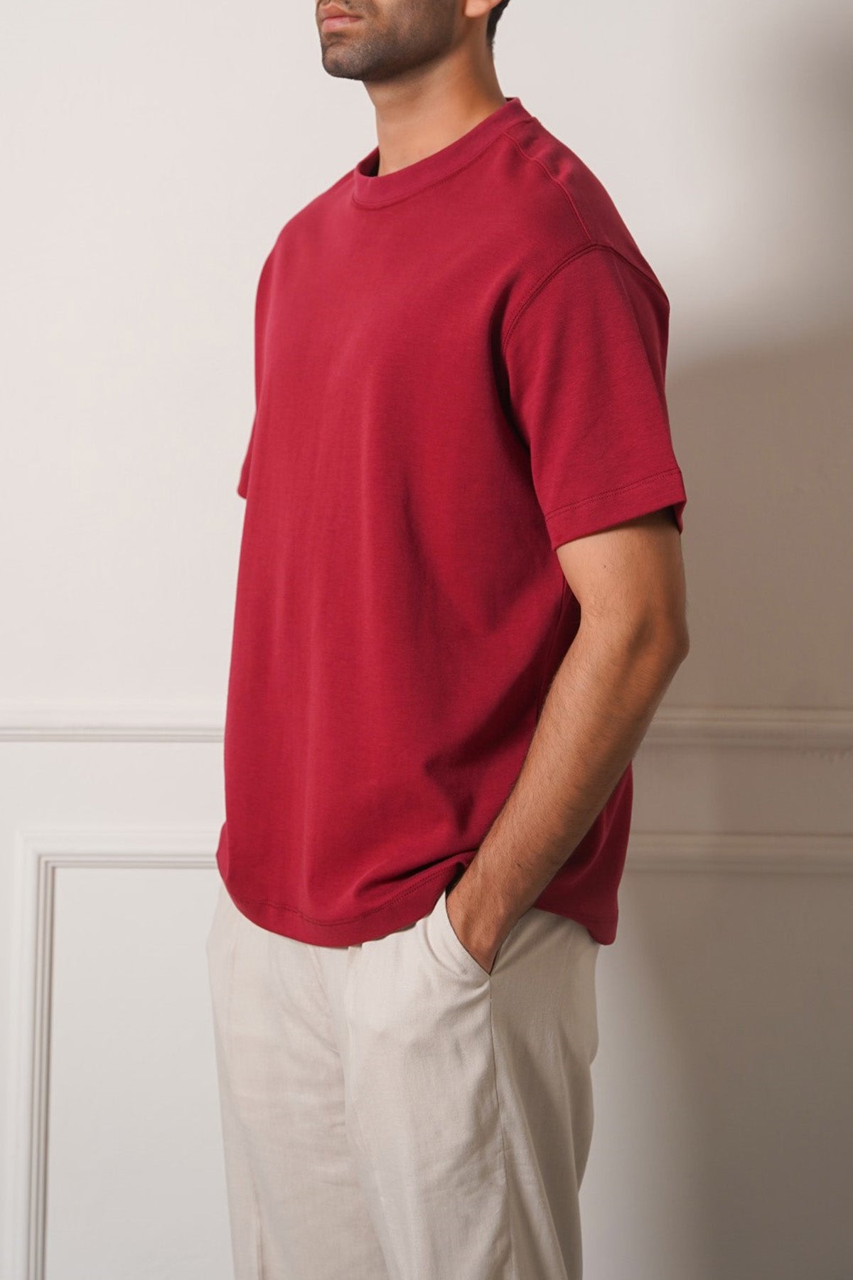 Maroon Soft Interlock Regular Fit T-Shirt
