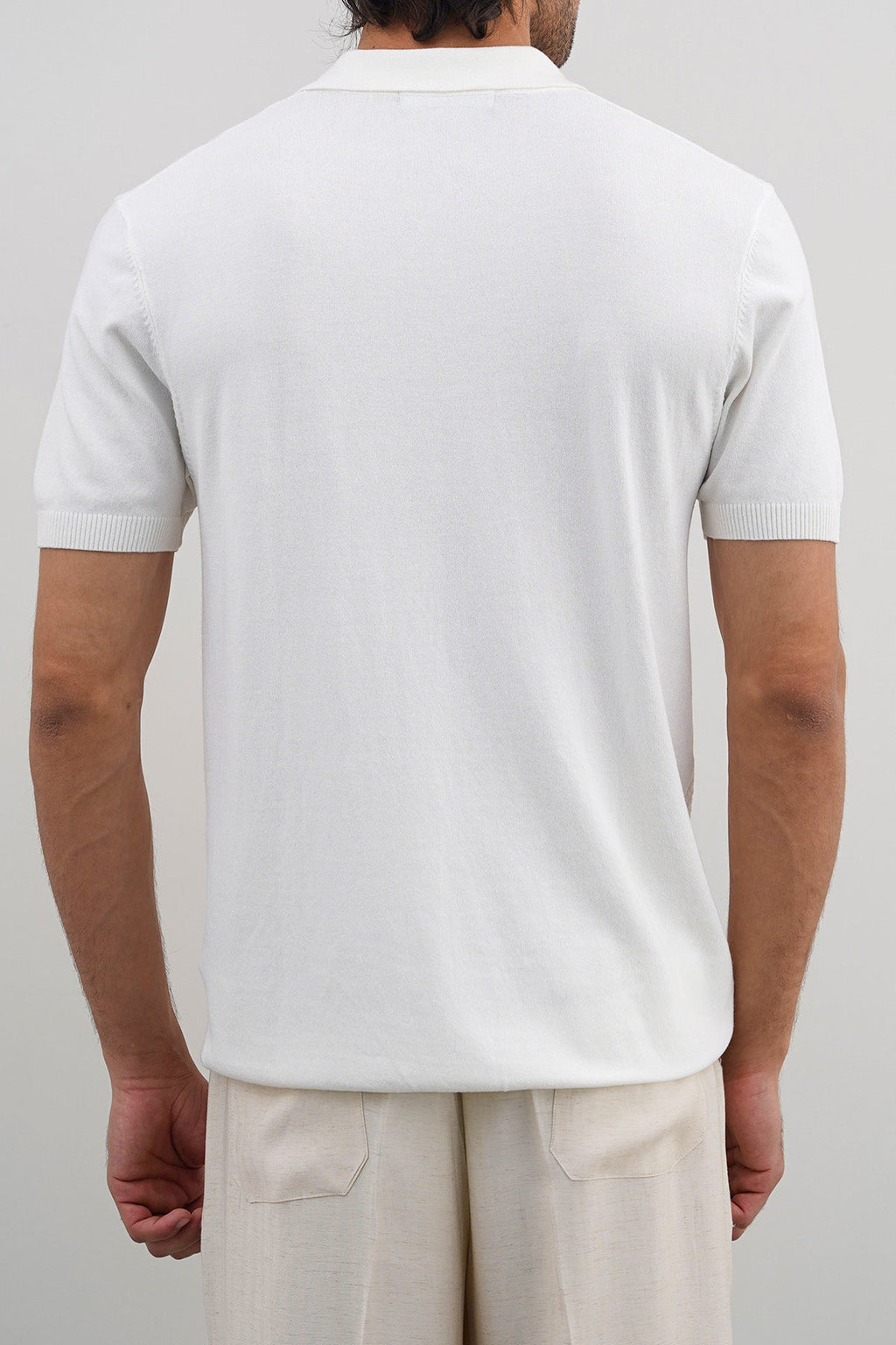 Off White Textured Knit Polo Shirt - Regular Fit, Regular Hand Feel – Cool Havn