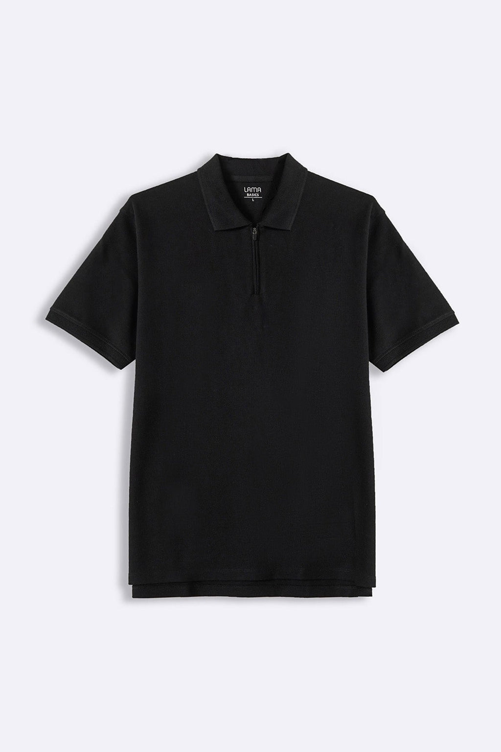 Black Soft Interlock Polo Shirt - Regular Fit with Zip Fastening – Cool Havn