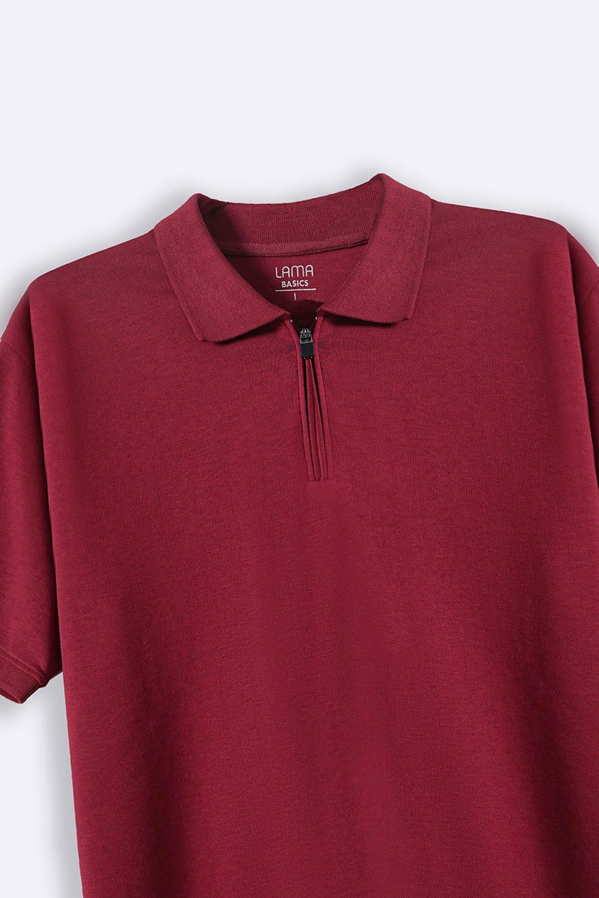 Maroon Soft Interlock Polo Shirt - Regular Fit with Zip Fastening
