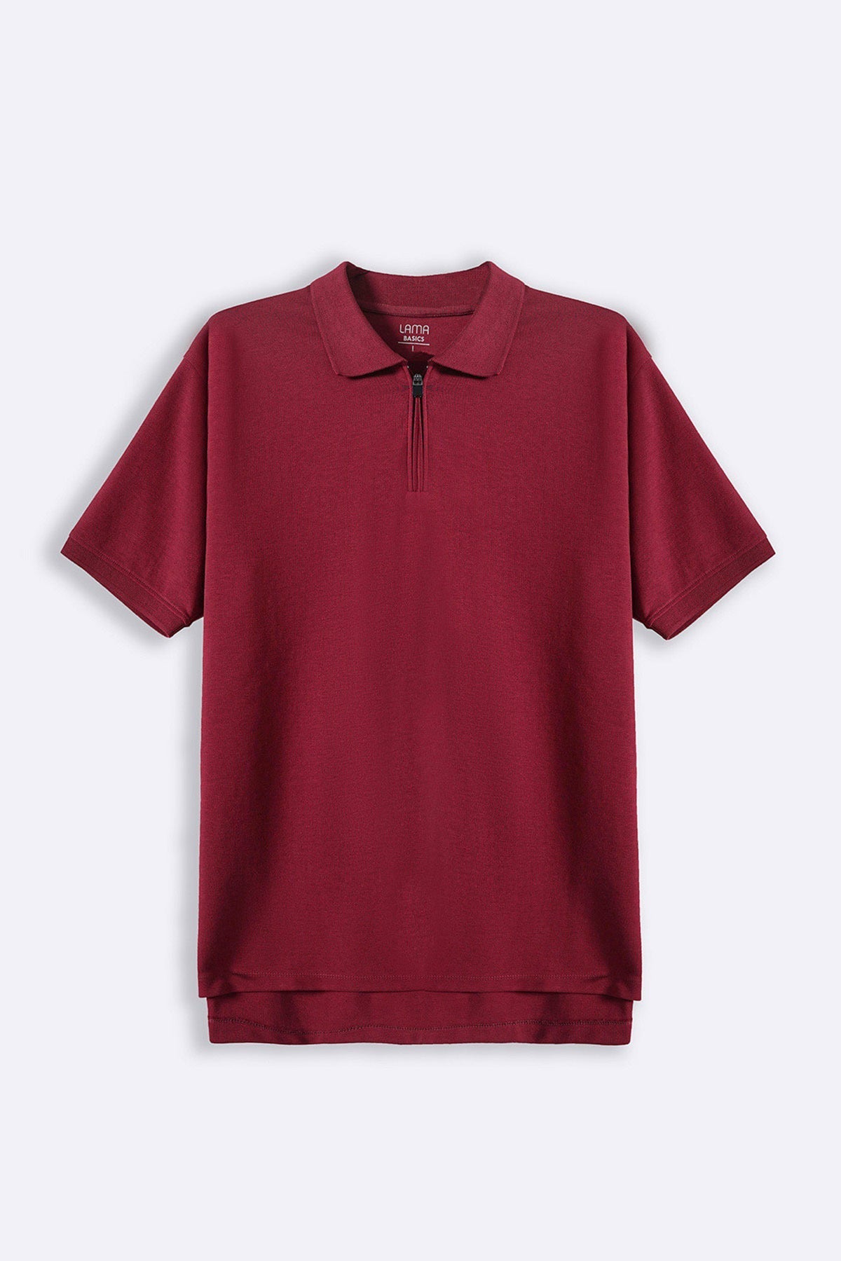 Maroon Soft Interlock Polo Shirt - Regular Fit with Zip Fastening
