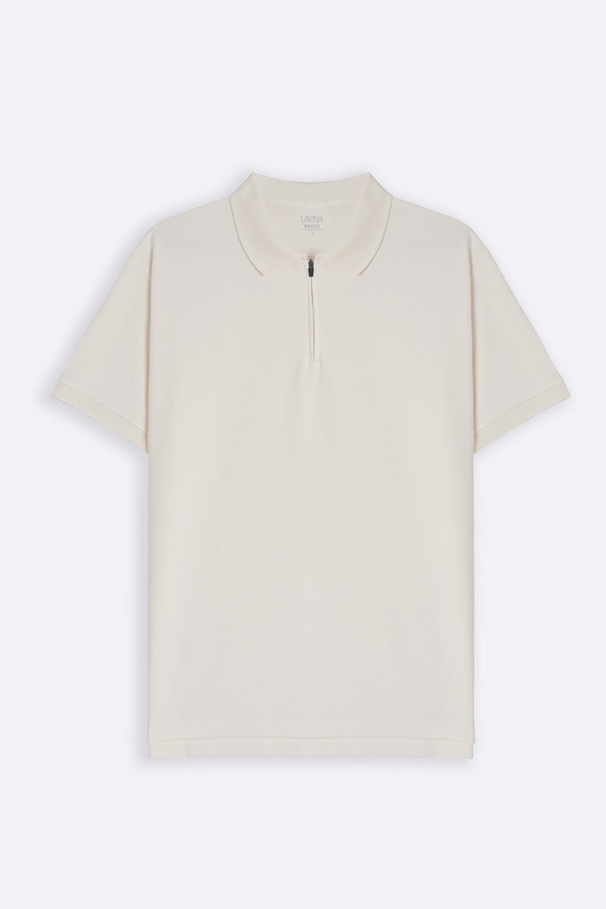 Off White Soft Interlock Polo Shirt - Regular Fit with Zip Fastening