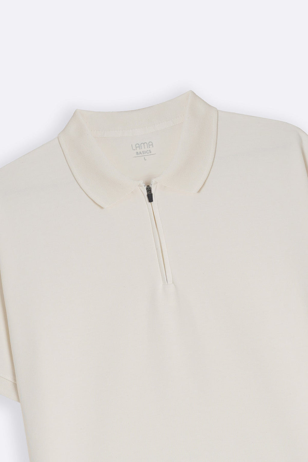 Off White Soft Interlock Polo Shirt - Regular Fit with Zip Fastening – Cool Havn