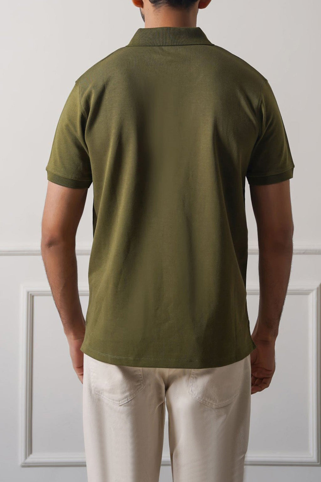 Olive Soft Interlock Polo Shirt with Zip - Regular Fit – Cool Havn