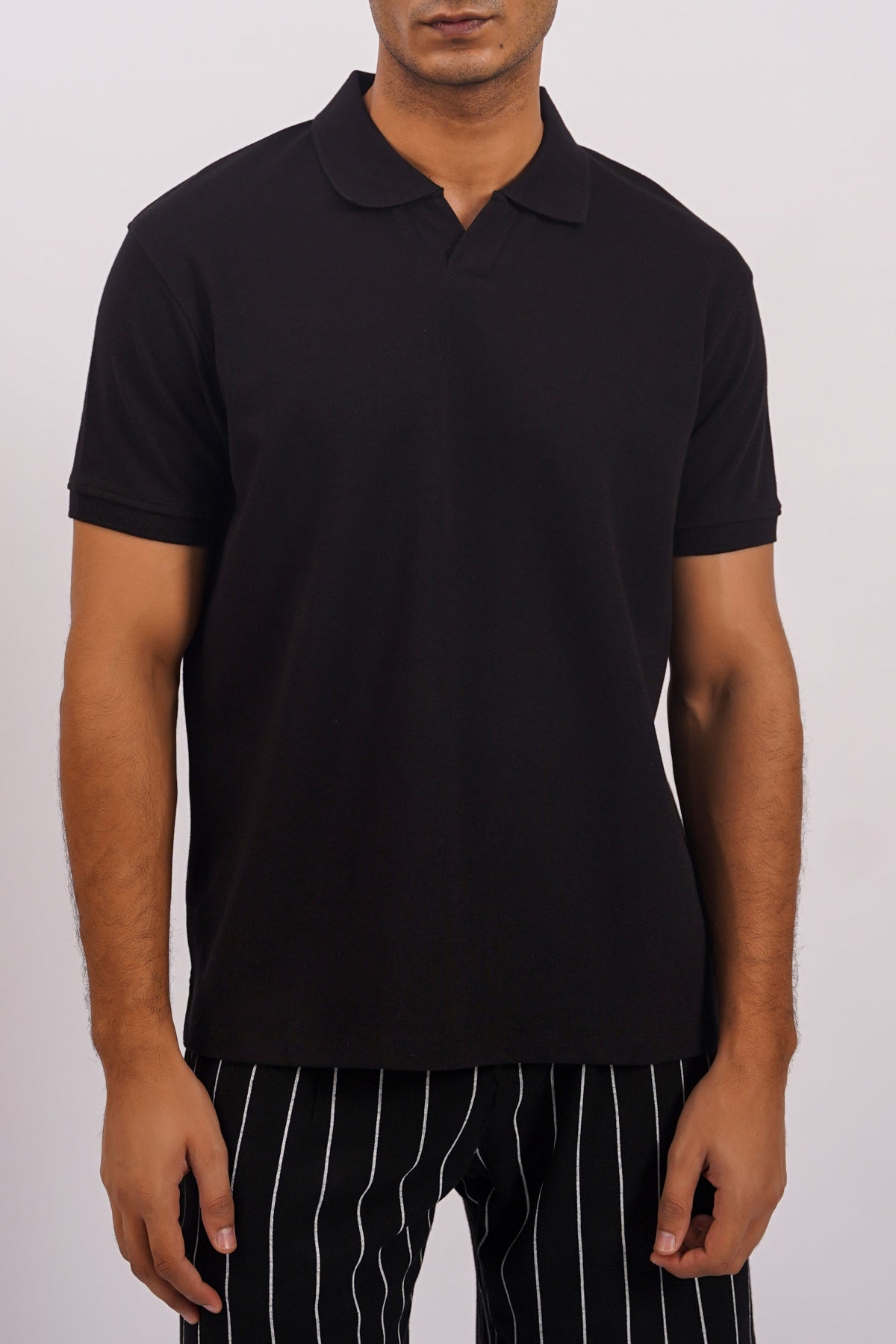 Black Soft Knitted Polo - Regular Fit