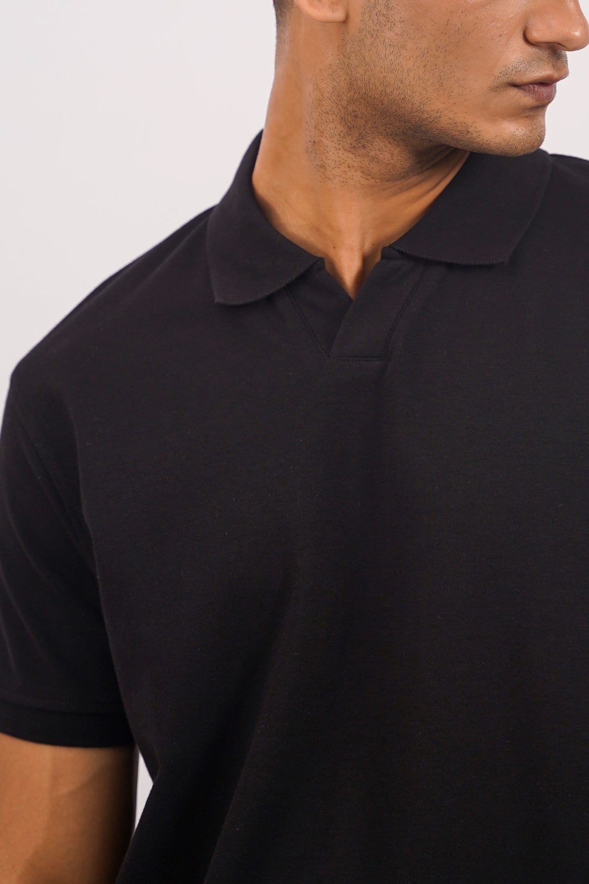 Black Soft Knitted Polo - Regular Fit