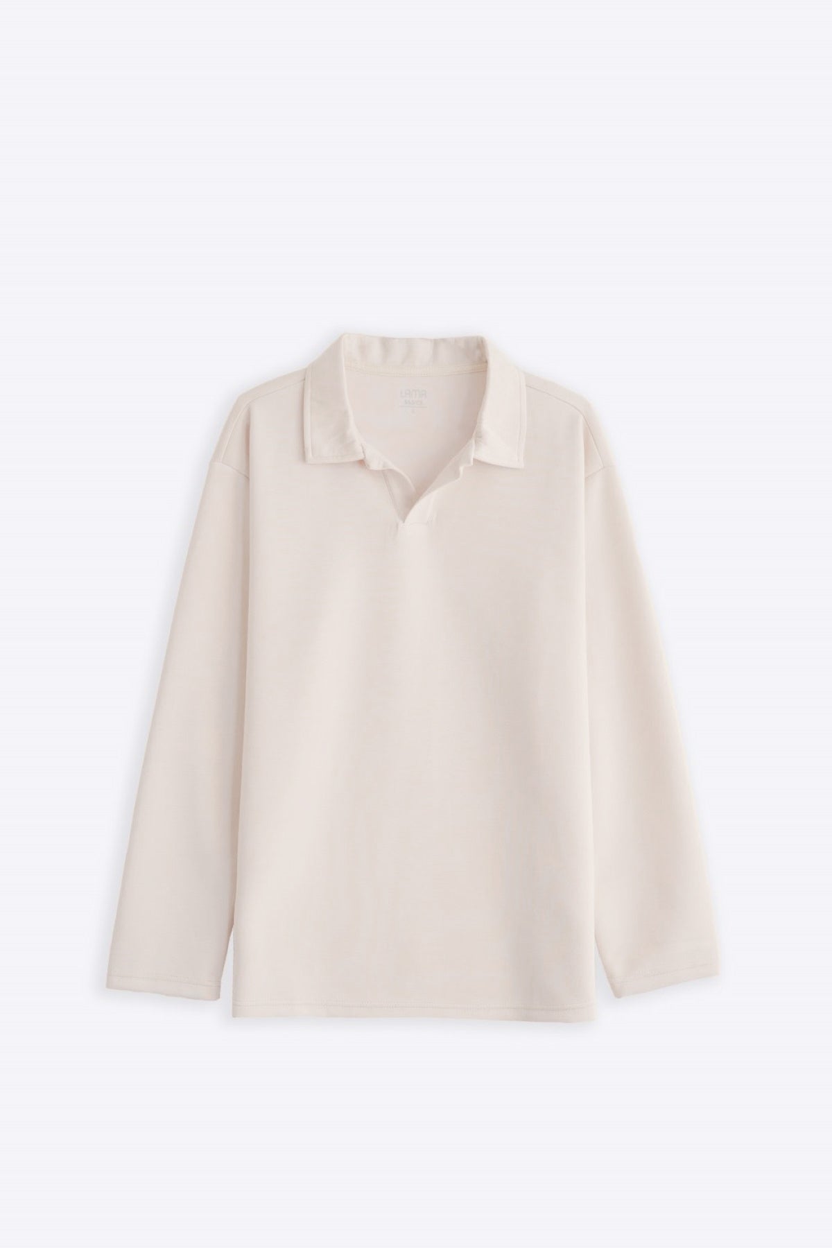 Ivory Soft Neoprene Relaxed Fit Long Sleeve Polo Shirt