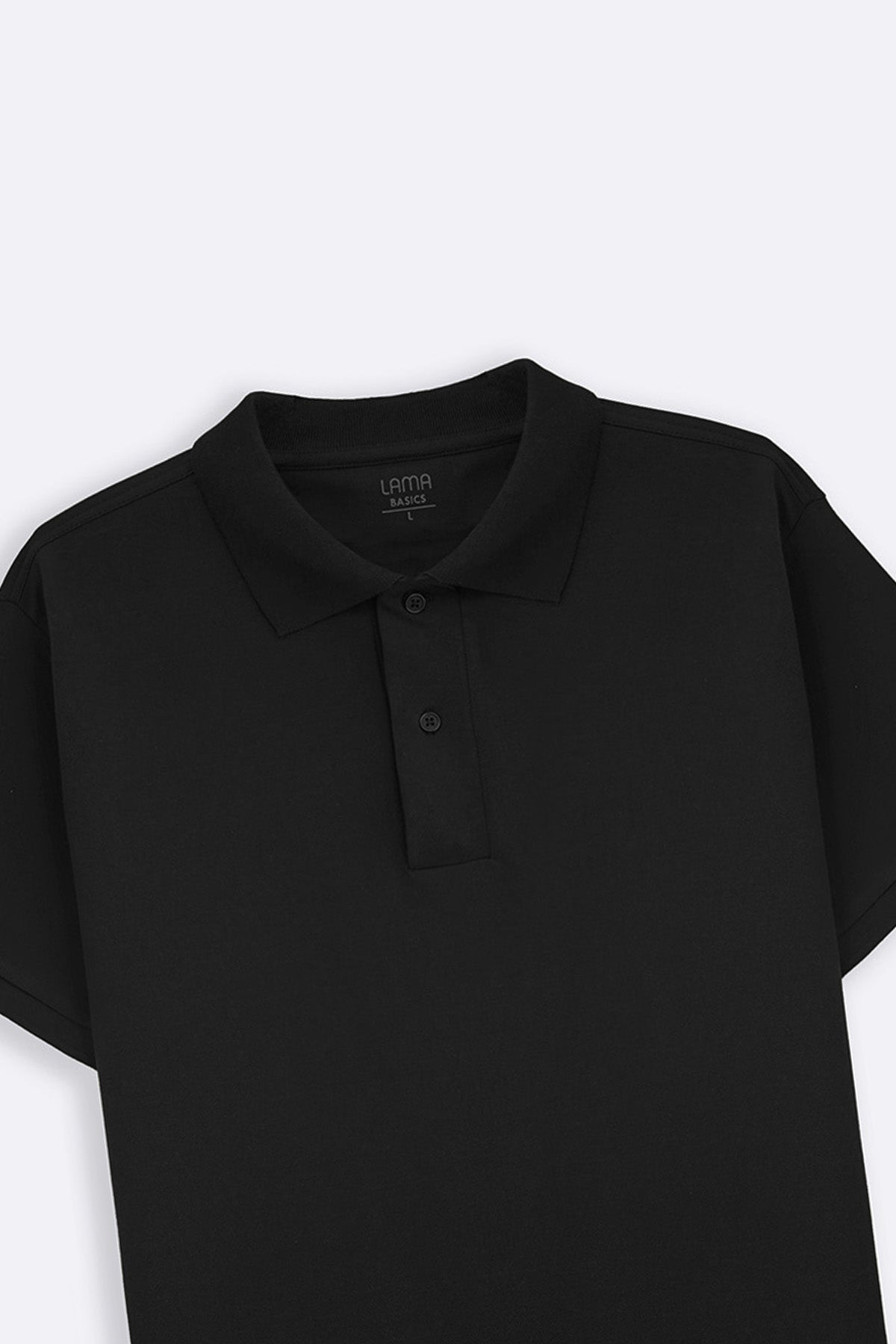 Black Relaxed Fit Half Sleeve Cotton Polo Shirt