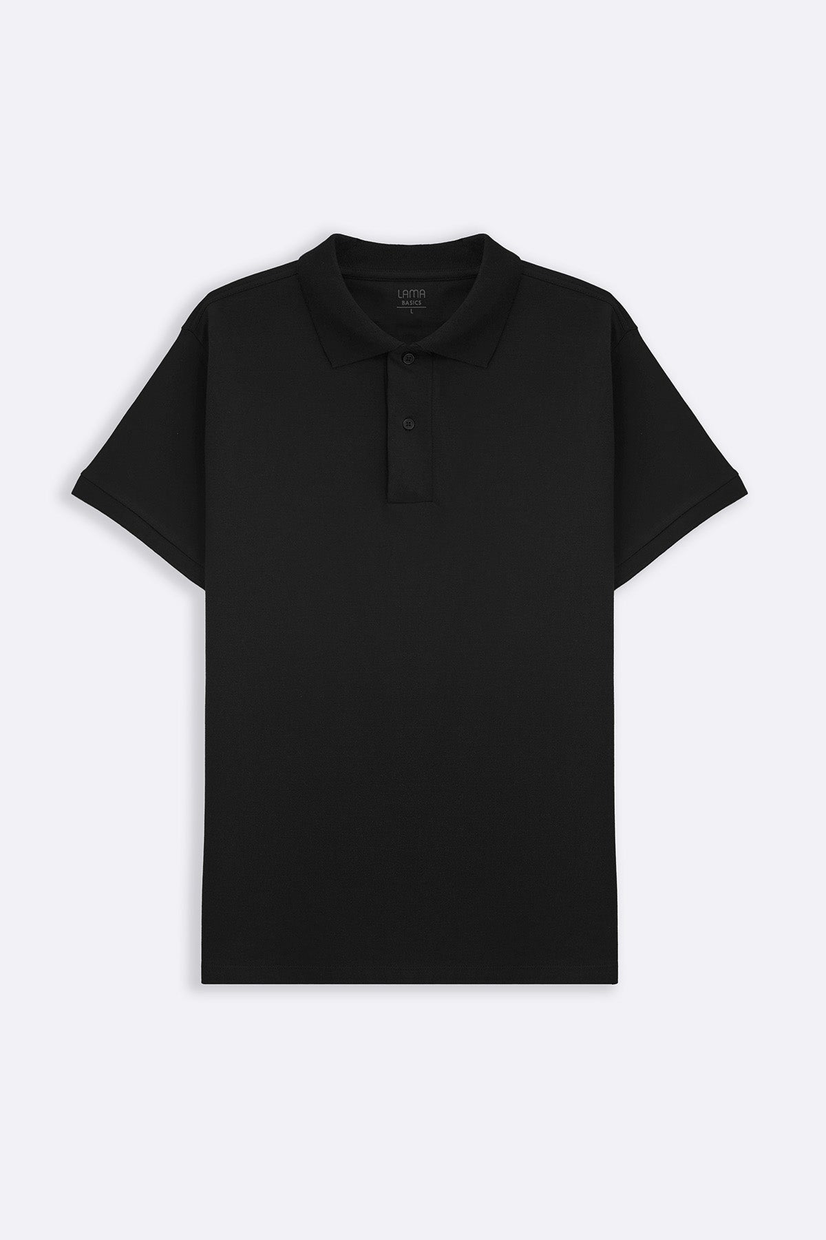 Black Relaxed Fit Half Sleeve Cotton Polo Shirt