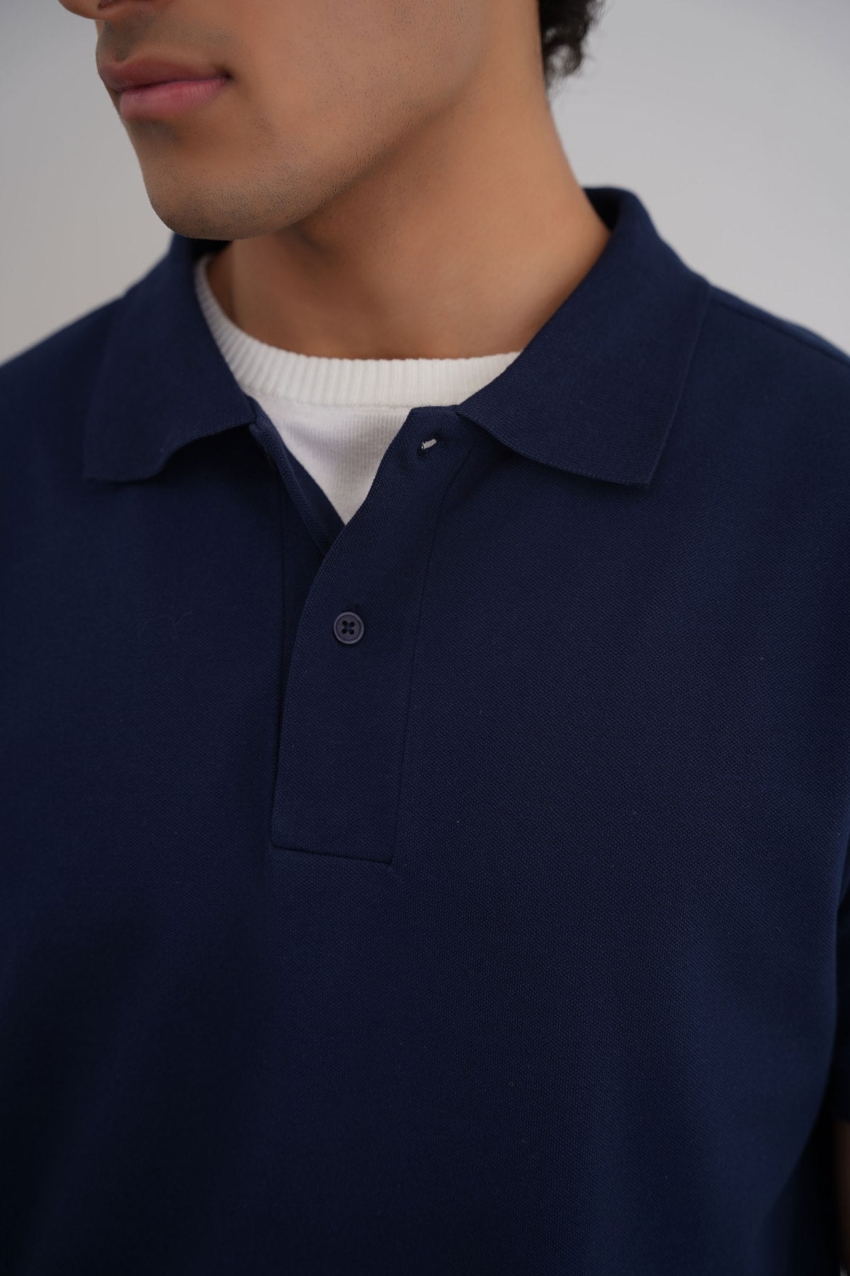 Navy Relaxed Fit Half Sleeve Cotton Polo Shirt
