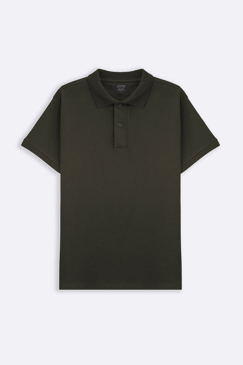 Olive Relaxed Fit Half Sleeve Cotton Polo Shirt – Cool Havn