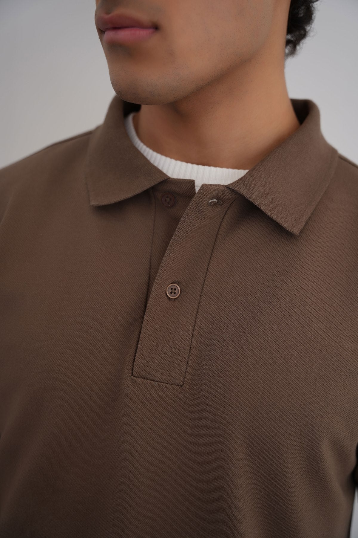 Taupe Relaxed Fit Half Sleeve Cotton Polo Shirt