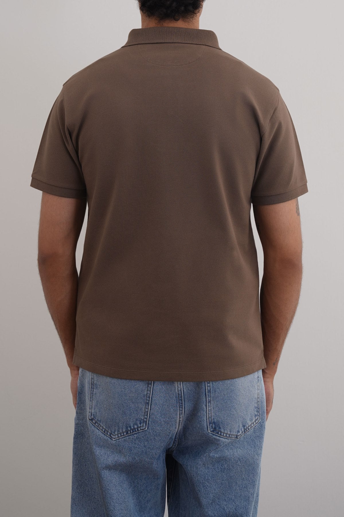 Taupe Relaxed Fit Half Sleeve Cotton Polo Shirt