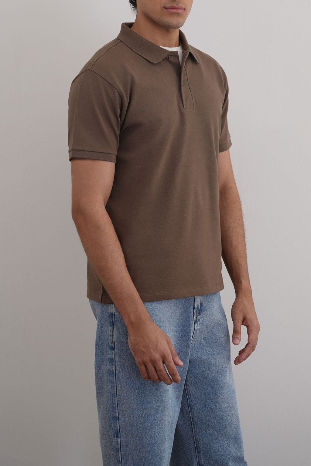 Taupe Relaxed Fit Half Sleeve Cotton Polo Shirt – Cool Havn