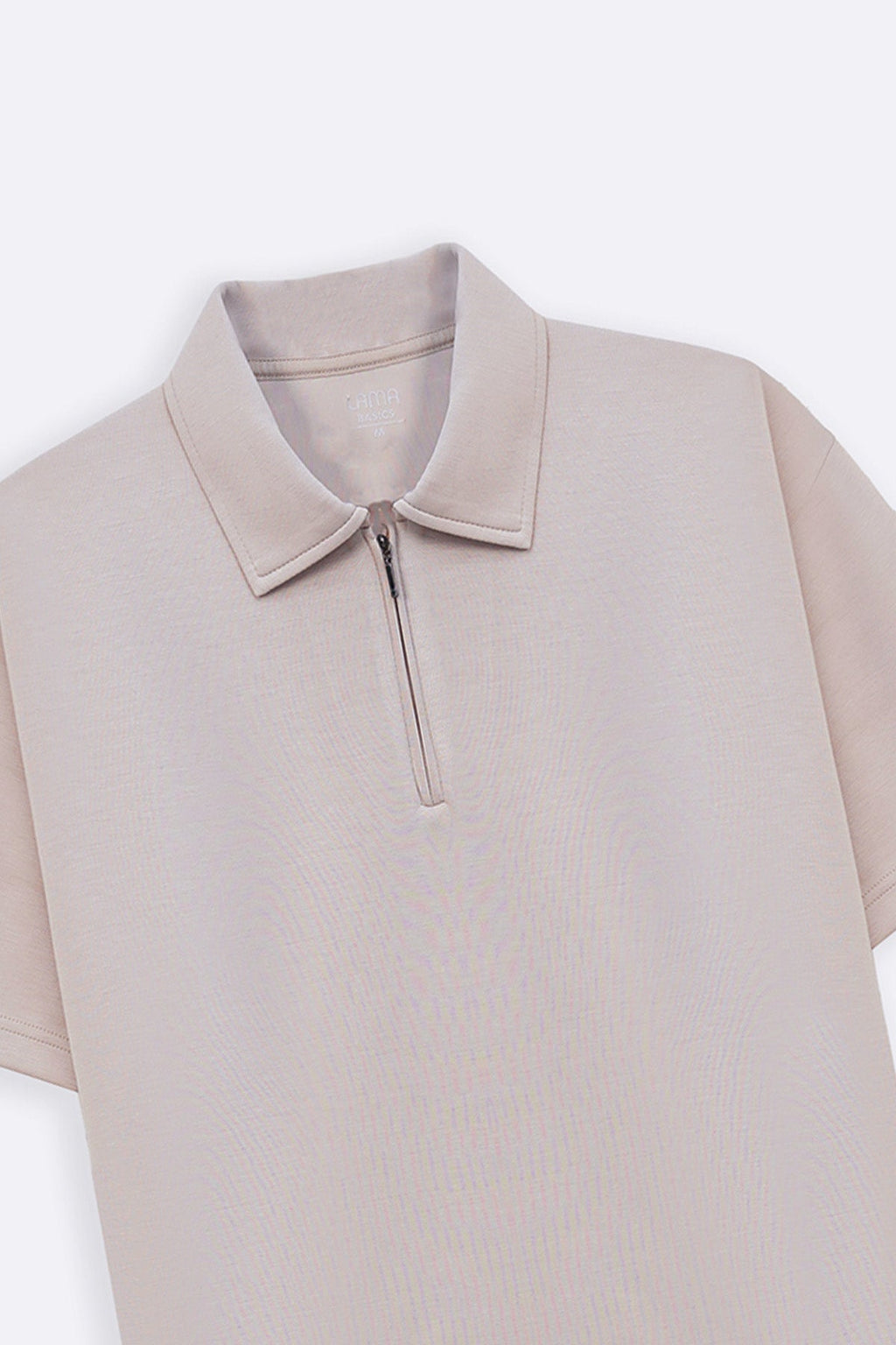 Beige Relaxed Fit Neoprene Zipper Polo with Side Slits - Soft Hand Feel – Cool Havn
