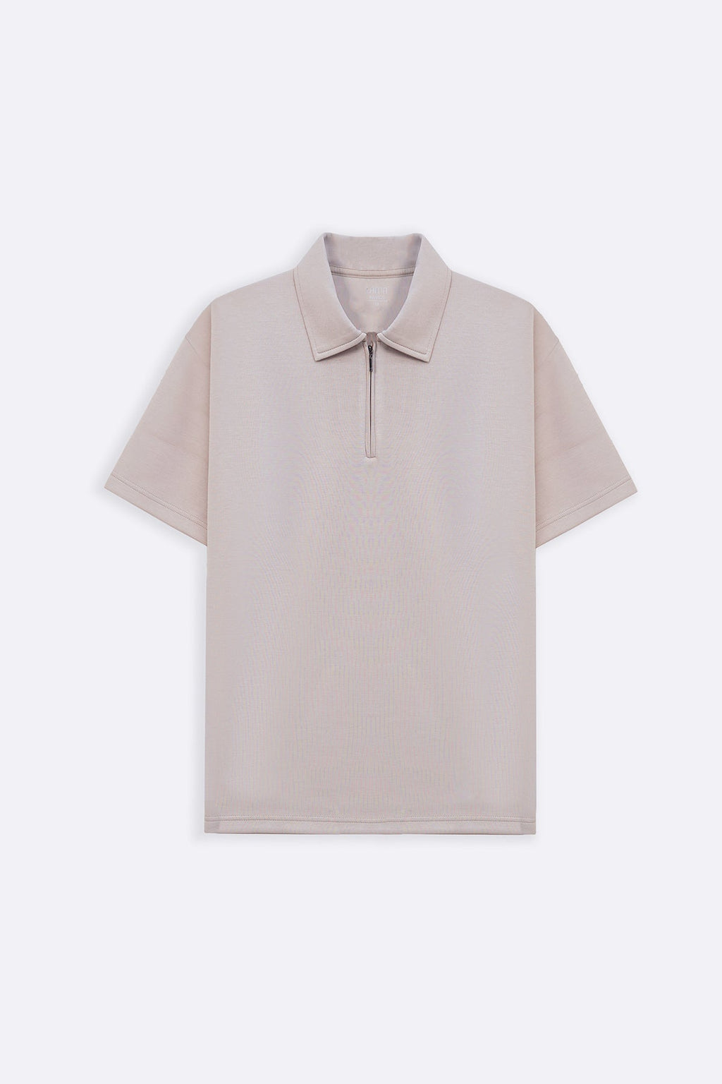 Beige Relaxed Fit Neoprene Zipper Polo with Side Slits - Soft Hand Feel – Cool Havn