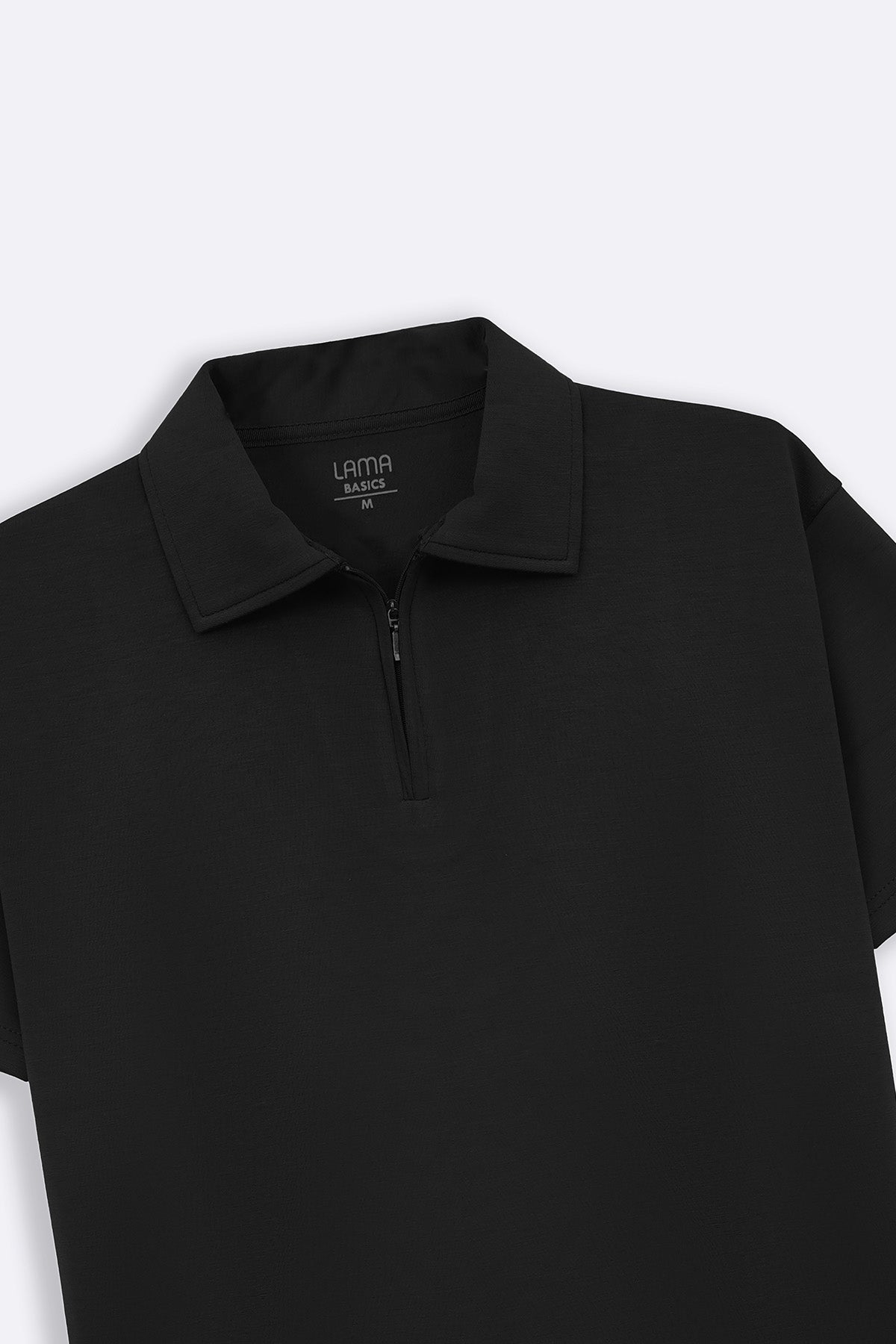 Black Soft Neoprene Zipper Polo - Relaxed Fit