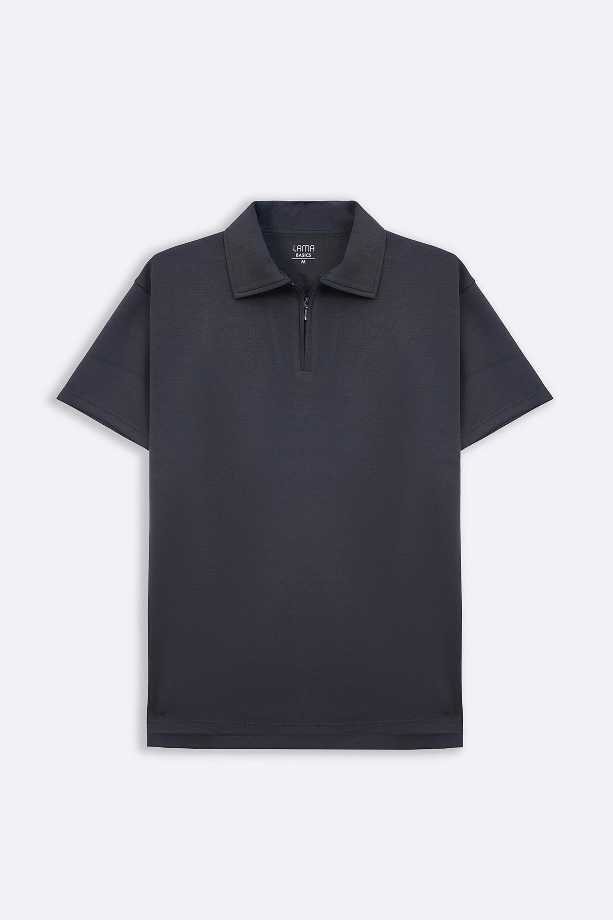 Charcoal Soft Neoprene Zipper Polo - Relaxed Fit
