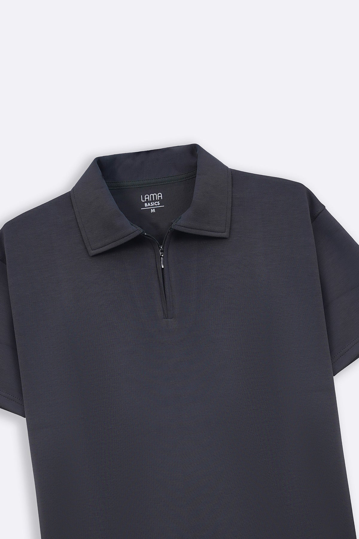 Charcoal Soft Neoprene Zipper Polo - Relaxed Fit