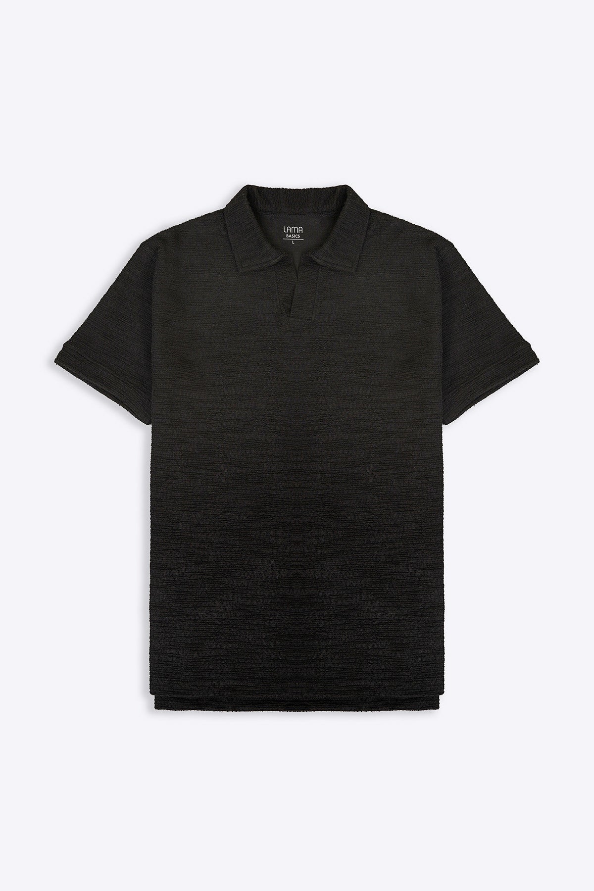 Black Relaxed Fit Boucle Knitted Polo Shirt